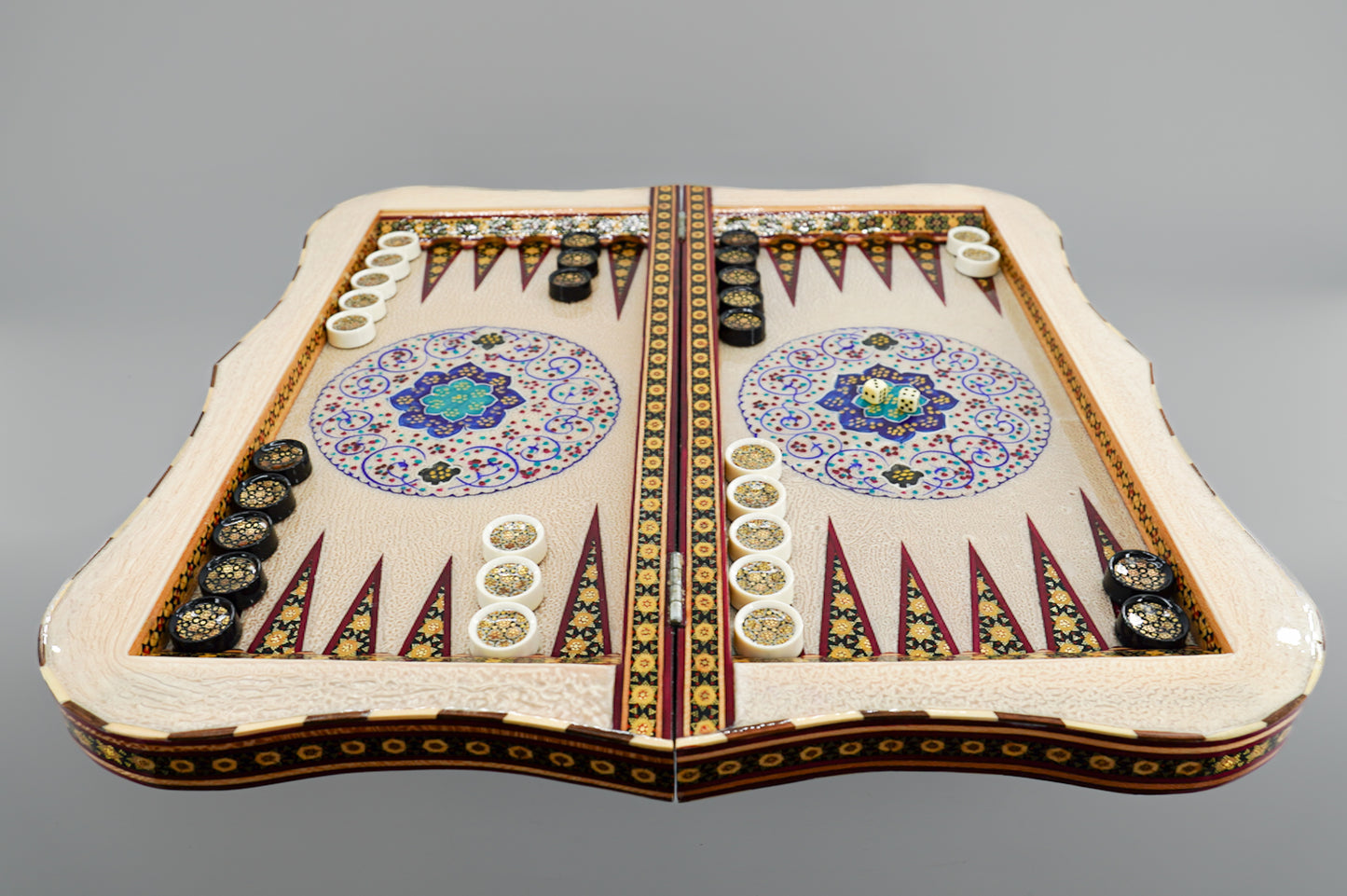 Persian marquetry backgammon and chess board - Unique piece