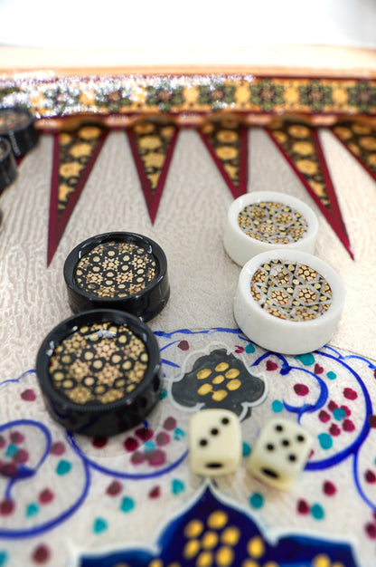 Persian marquetry backgammon and chess board - Unique piece
