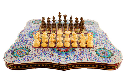 Persian marquetry backgammon and chess board - Unique piece