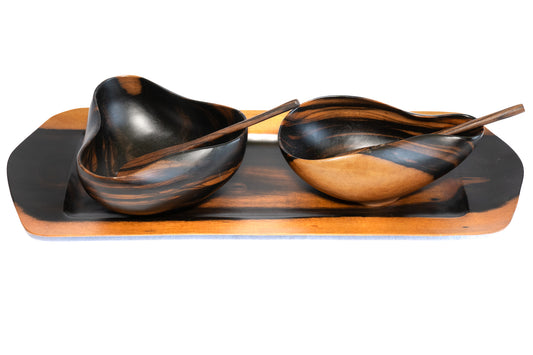 Flora Red Ebony Bowl Set - Unique Piece