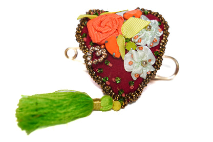 Floral Heart Brooch - Unique Piece