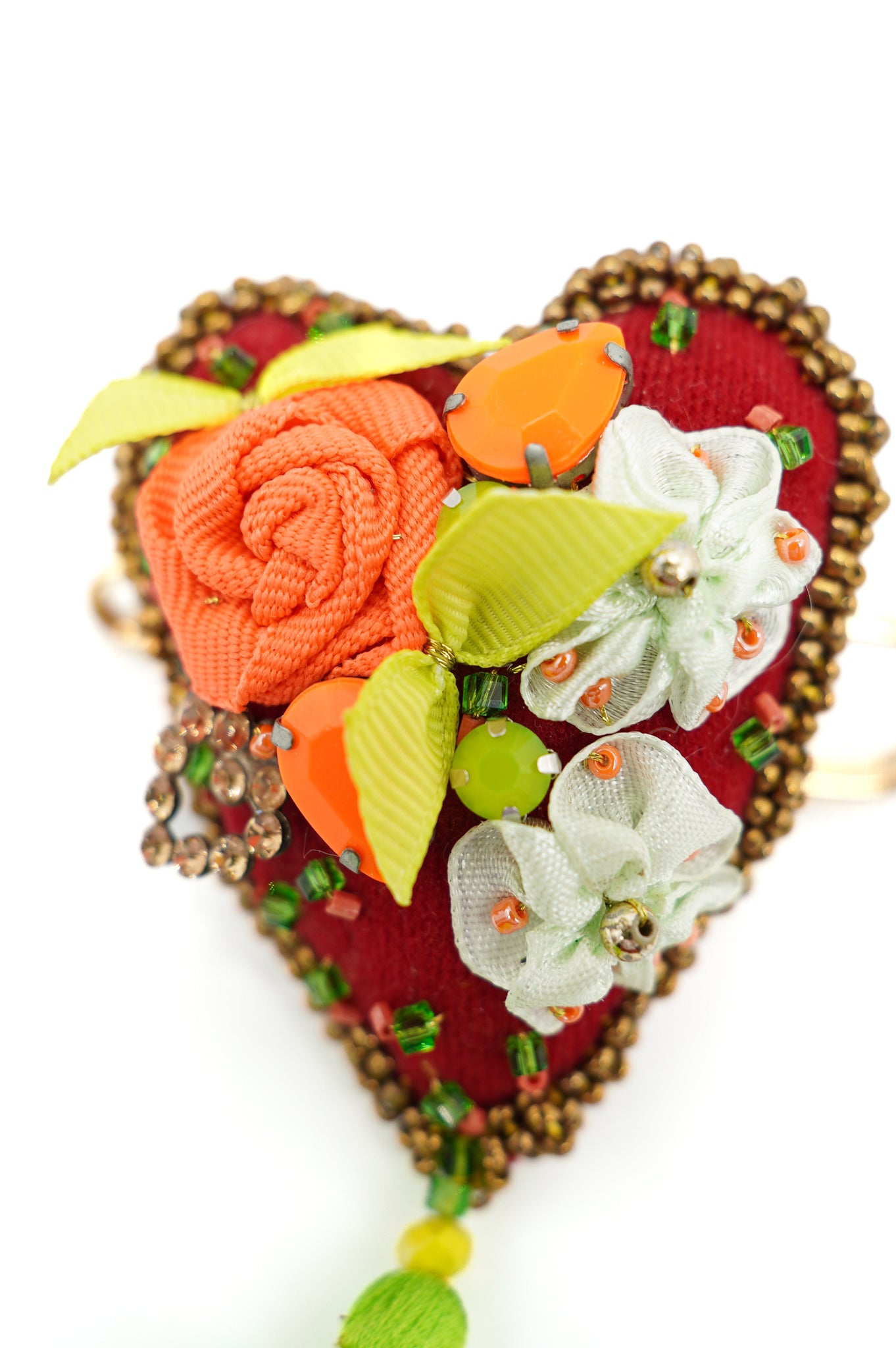 Floral Heart Brooch - Unique Piece