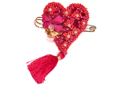 Pink Heart Brooch - Unique Piece