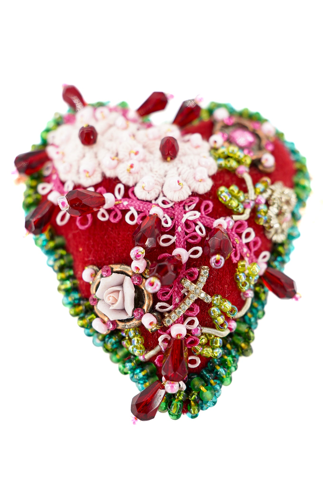 "Rubiesque" heart brooch - Unique piece