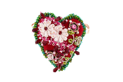 "Rubiesque" heart brooch - Unique piece