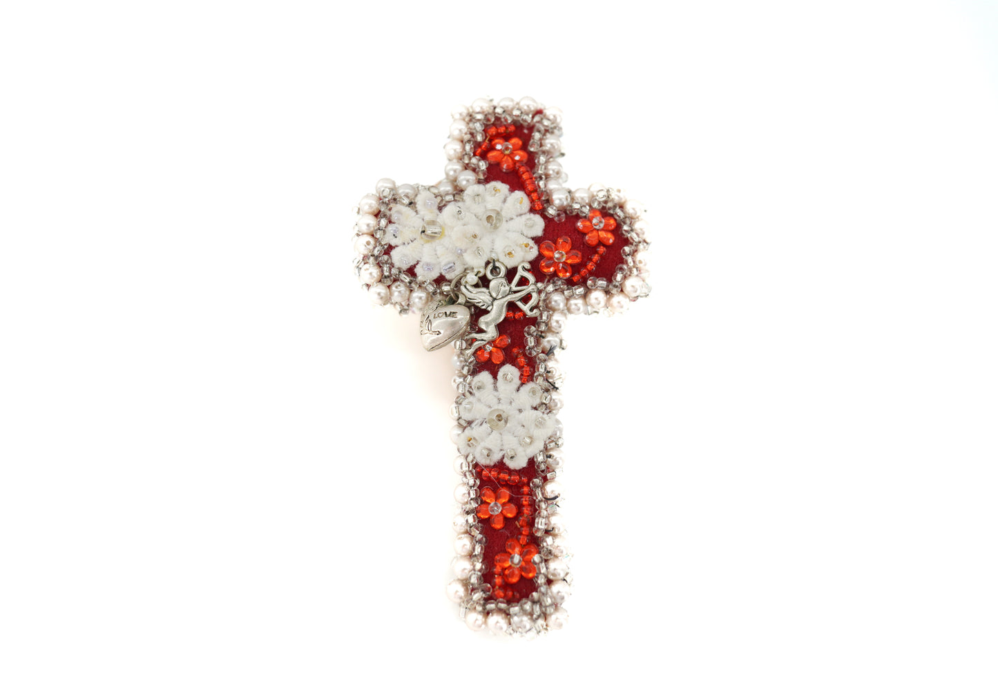 Floral Cross Brooch - Unique Piece