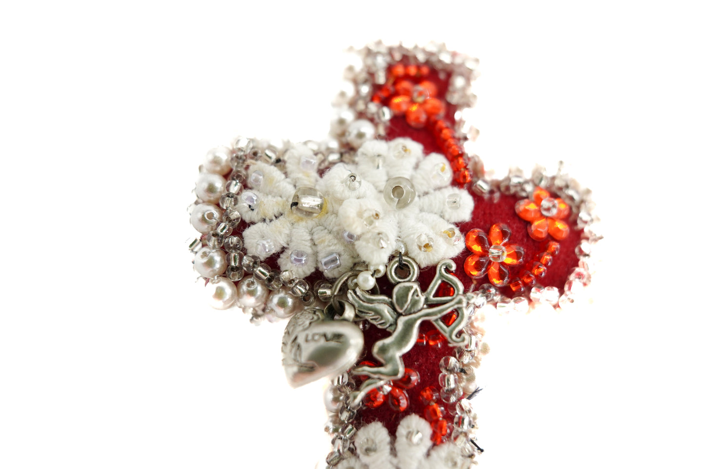 Floral Cross Brooch - Unique Piece