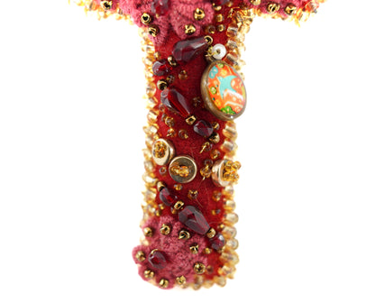 Woolen Cross Brooch - Unique Piece