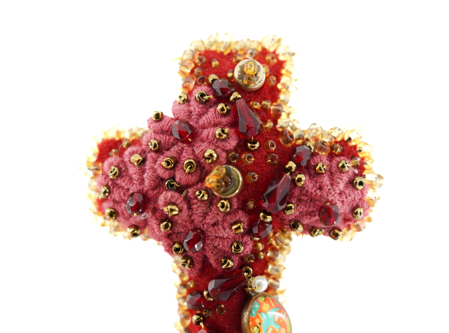 Woolen Cross Brooch - Unique Piece