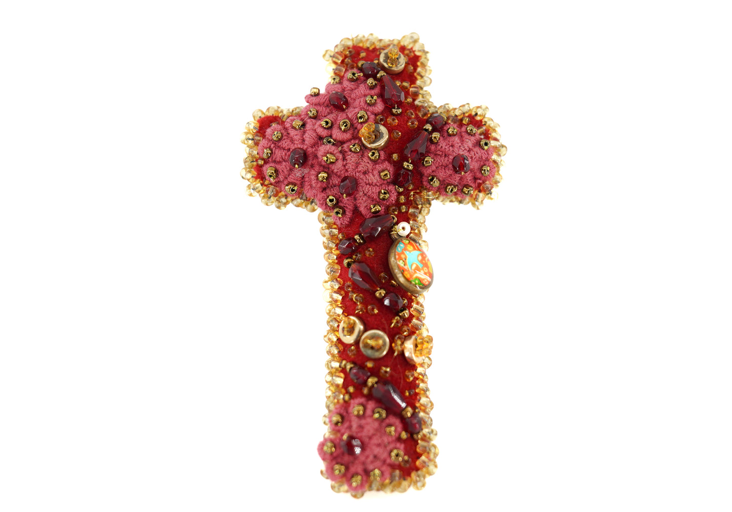 Woolen Cross Brooch - Unique Piece