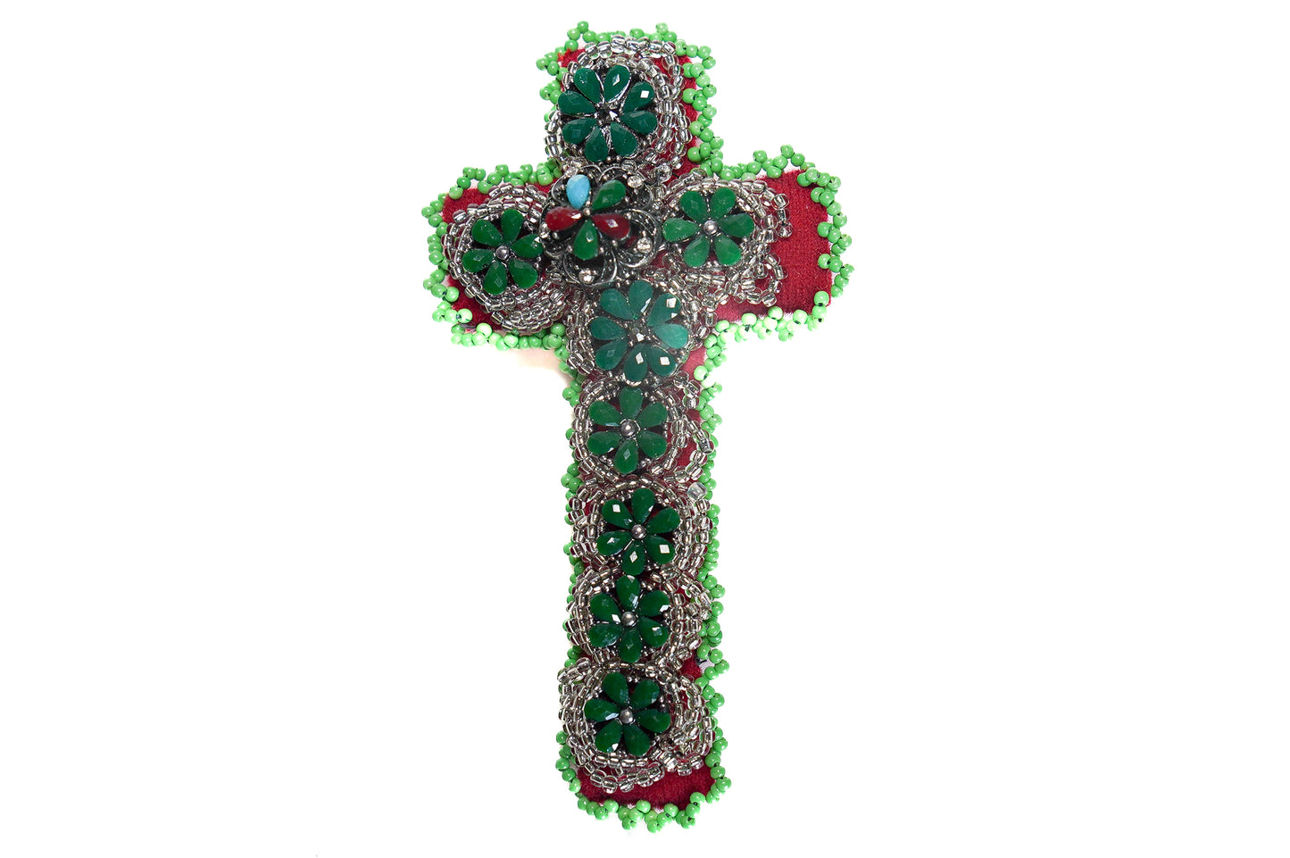 Green Cross Brooch - Unique Piece