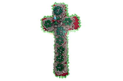 Green Cross Brooch - Unique Piece
