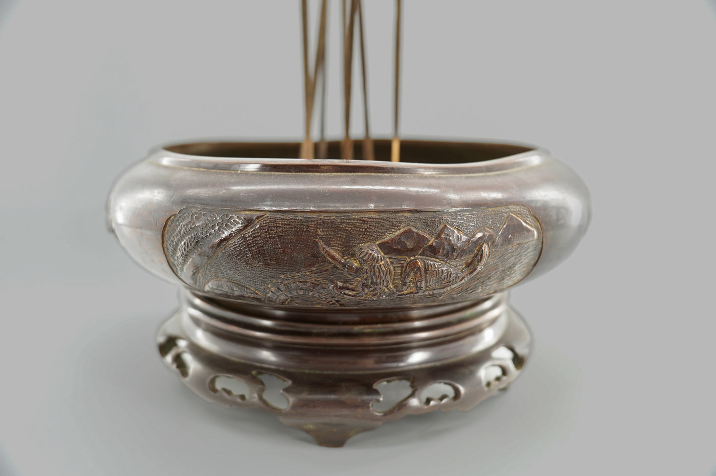 Patinated bronze incense burner