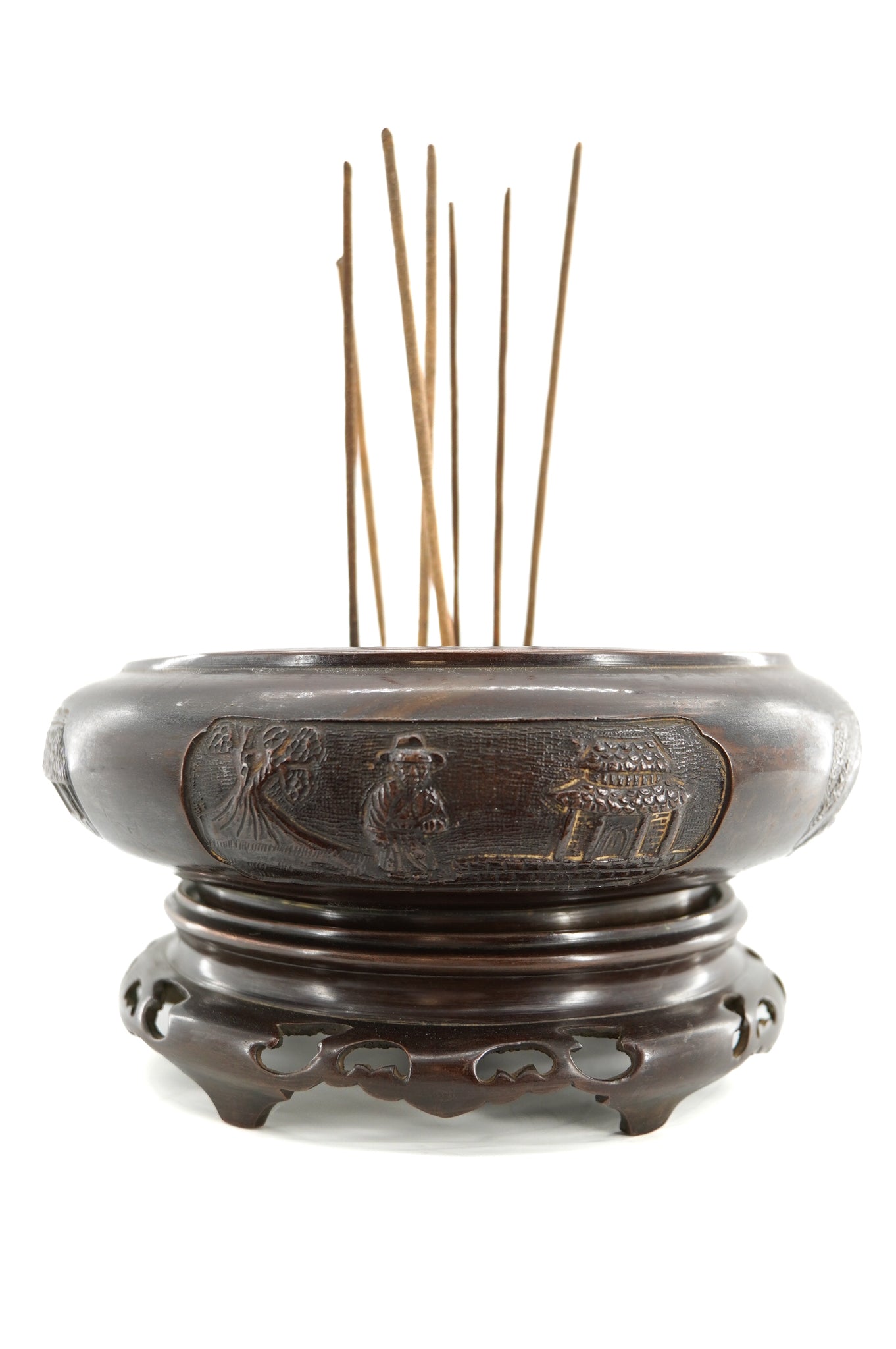 Patinated bronze incense burner