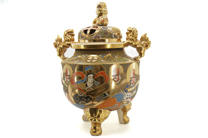 Brûle parfum Satsuma en porcelaine polychrome