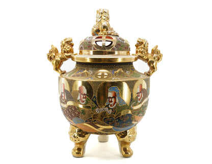 Brûle parfum Satsuma en porcelaine polychrome