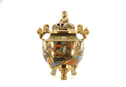 Brûle parfum Satsuma en porcelaine polychrome