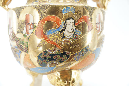 Brûle parfum Satsuma en porcelaine polychrome