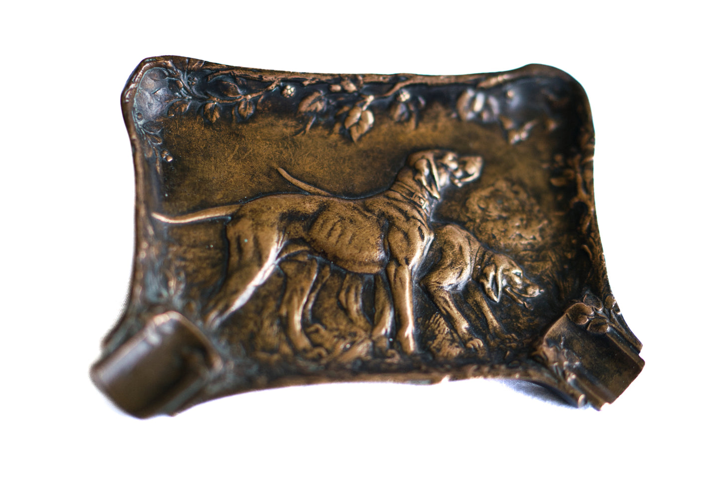 Antique bronze ashtray signed DJ