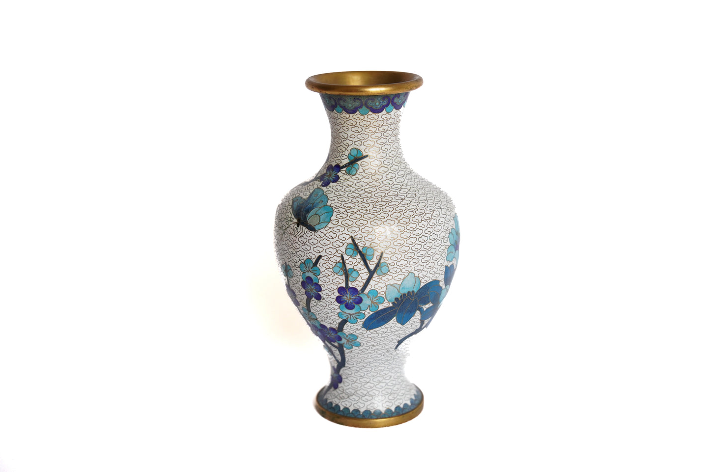 Vase en émail Cloisonné bleu
