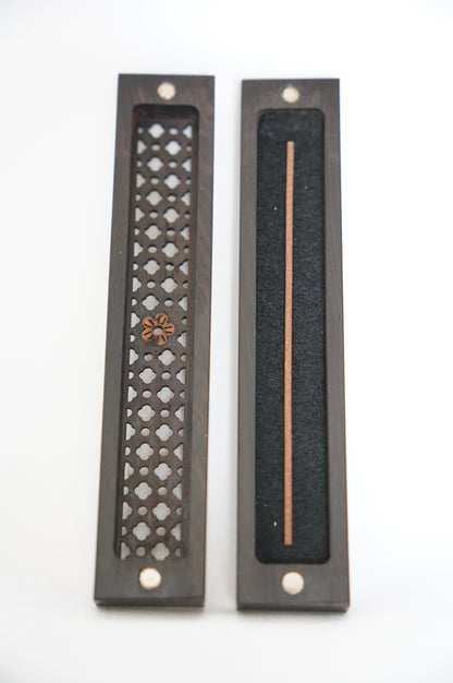 Coffret à encens Ebène "Floral" - Petit modèle