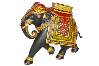 Elephant polychrome en bois - Inde