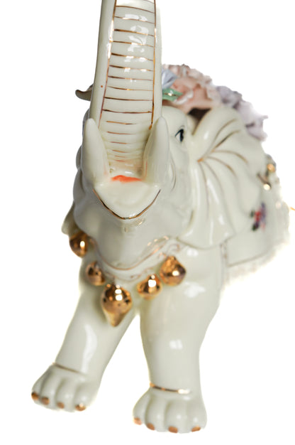 Grand Elephant en porcelaine - style Capodimonte