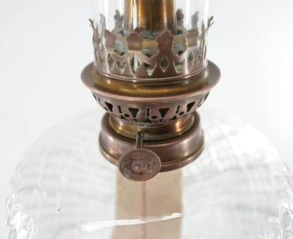 Large cut-glass oil lamp