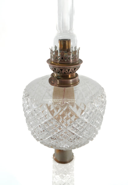 Large cut-glass oil lamp
