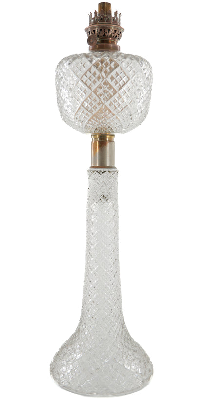 Large cut-glass oil lamp
