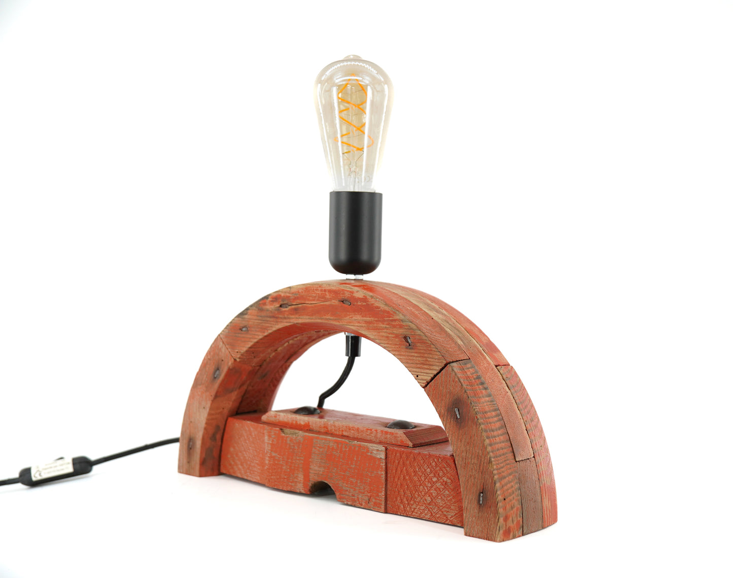 Red elm half-pulley lamp - Unique piece