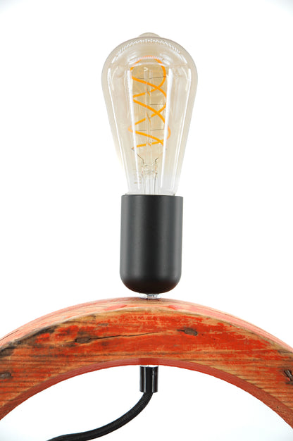 Red elm half-pulley lamp - Unique piece