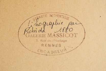 Polychrome lithograph by Albert Robida - Champ Dolent in Rennes