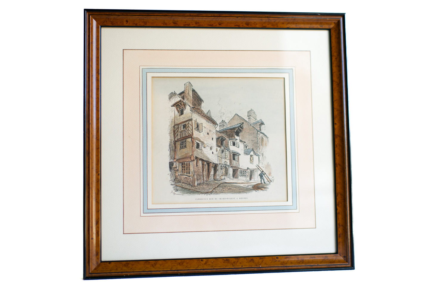 Polychrome lithograph by Albert Robida - Champ Dolent in Rennes