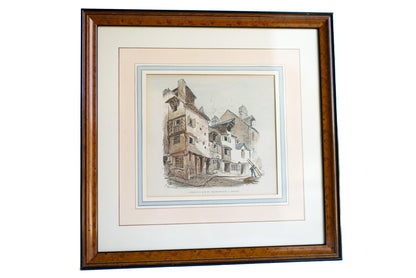 Polychrome lithograph by Albert Robida - Champ Dolent in Rennes