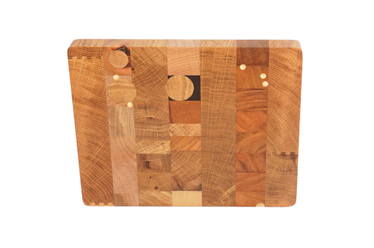"Patchwork" standing timber cutting board - Unique piece