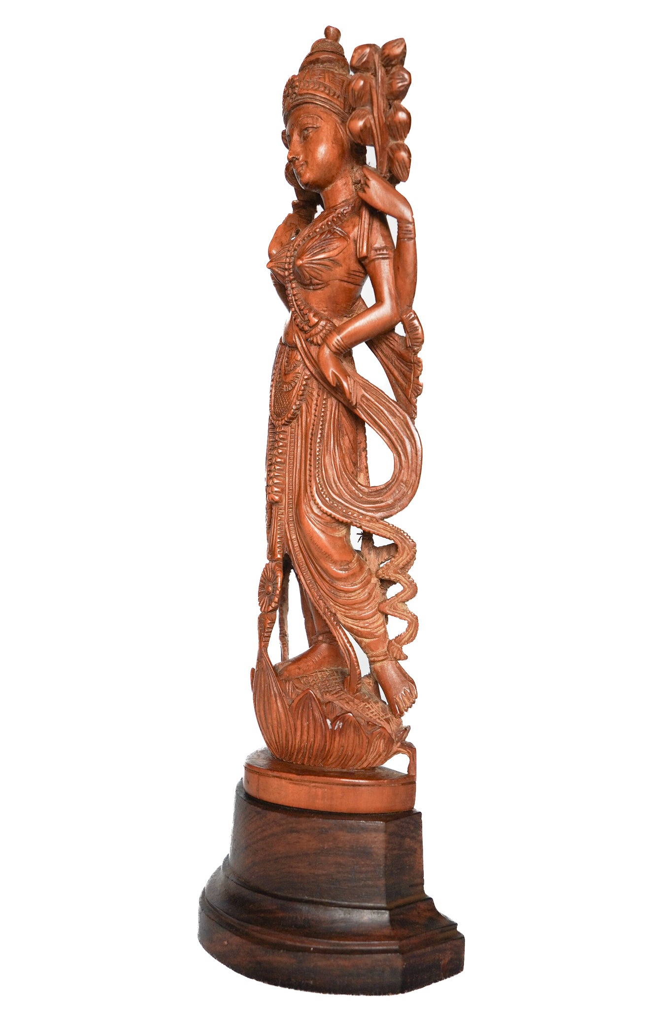 Statuette de la déesse Padma Lakshmi en bois de santal