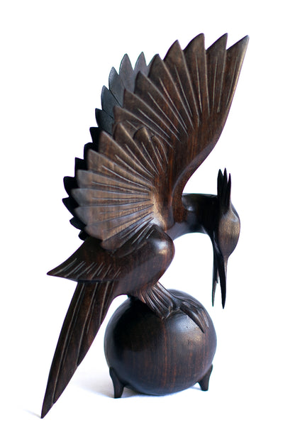 Ebony sculpture, bird with outstretched wings