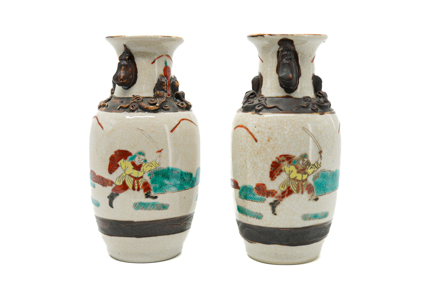 Antique Nanking glazed ceramic vases